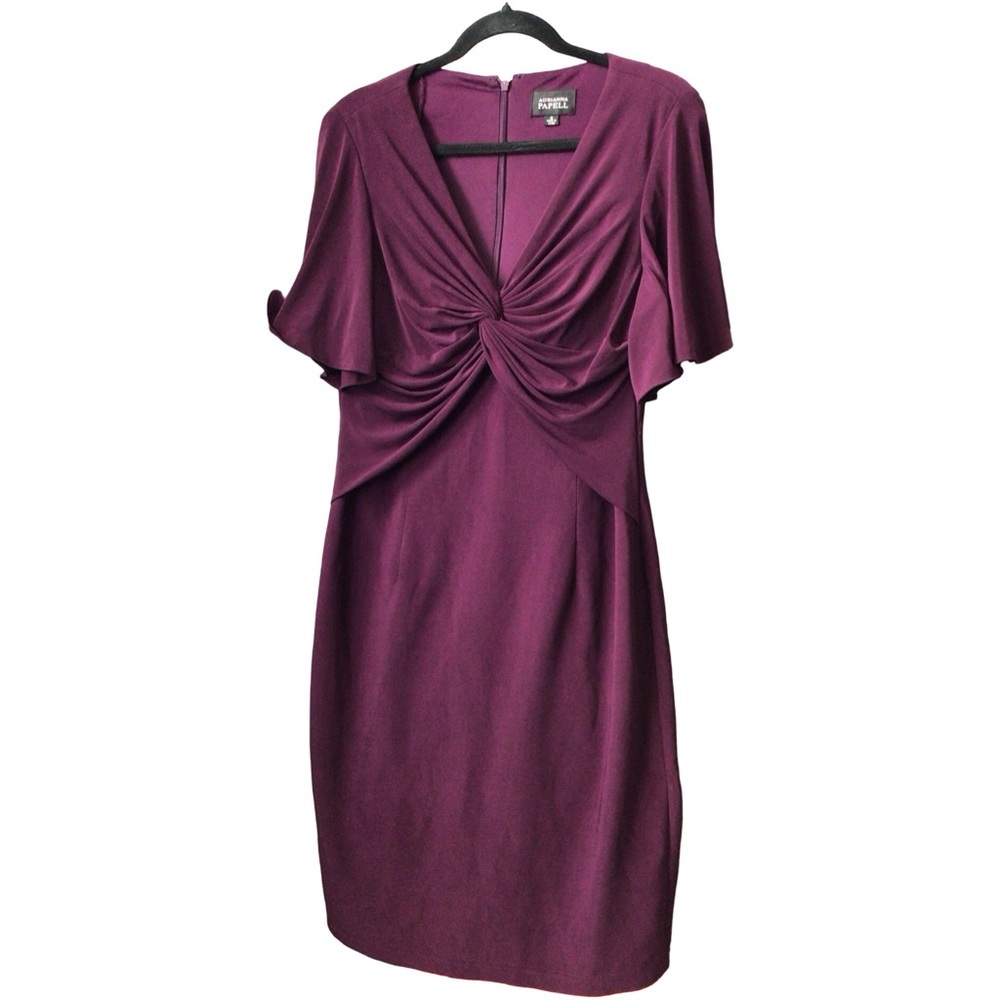 Adrianna Papell Plum Twist-Front Midi Dress